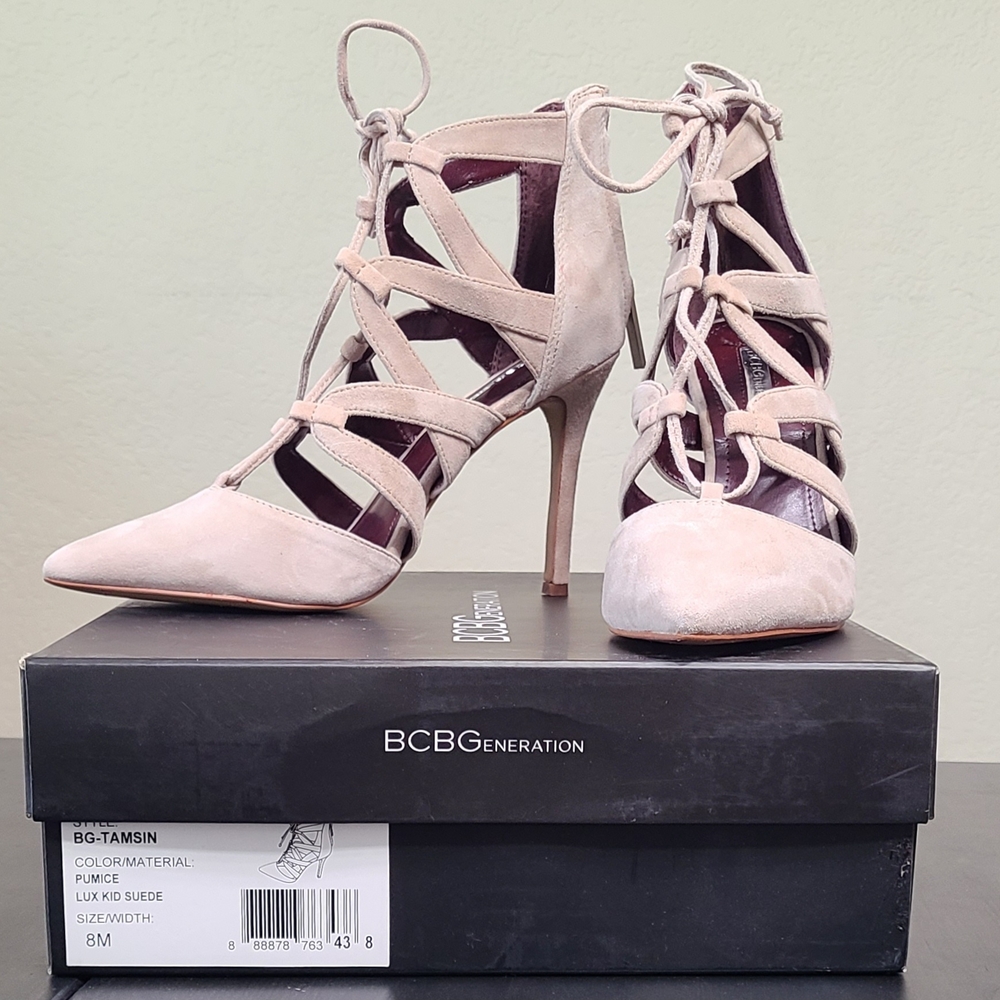 BCBGeneration Women's Tamsin Suede Heels - Cream